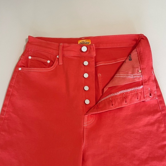 Mother The Tune Up Bona Fide Hover Slim Straight Jean Play Date Hot Coral 29 - Picture 12 of 16